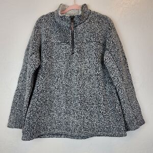 Dylan Womens Sz L Sherpa 1/4 Zip Pullover Sweater Collared Gray Casual